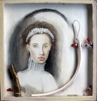 Frau mit gruenen Augen und USB-Stick - 0,60m x 0,60m